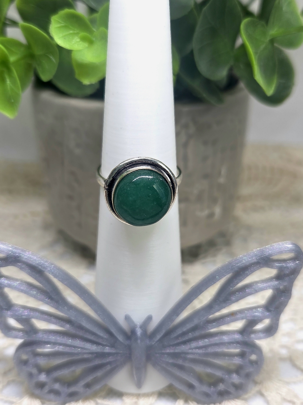 Sterling Silver Green Agate Ring